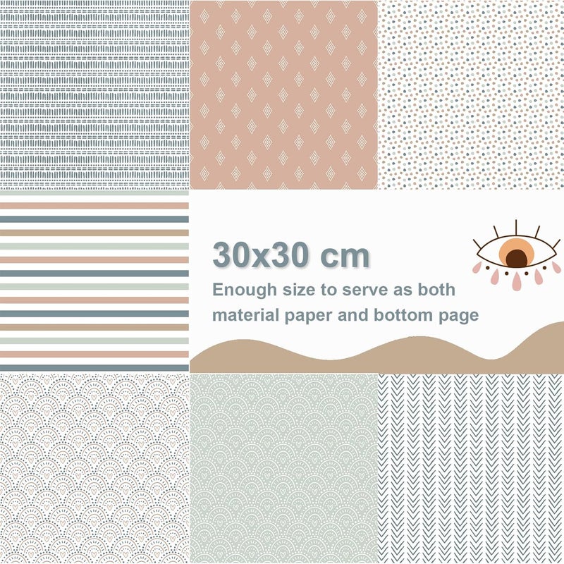 Naszonus 28 Sheet Boho Scrapbook Paper, 12"X12" Inch Scrapbook Papers, 90 lb/160 gsm Scrapbook Paper Double-Side Print (BOHO 2) - Image 4
